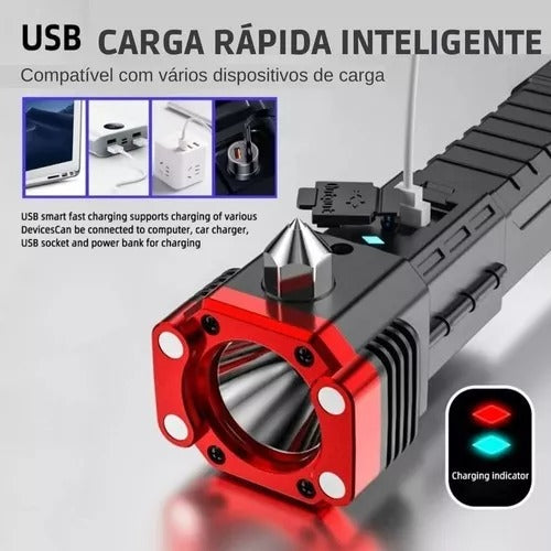 LINTERNA TÁCTICA RESCATE PROFESIONAL <br> 4 FUNCIONES EN 1<br> HOY PROMO 2X1