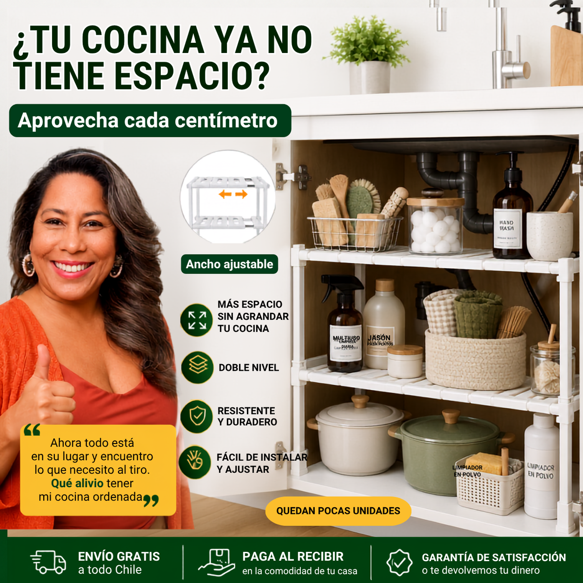 Organizador Doble de Acero Inoxidable.Más espacio menos desorden