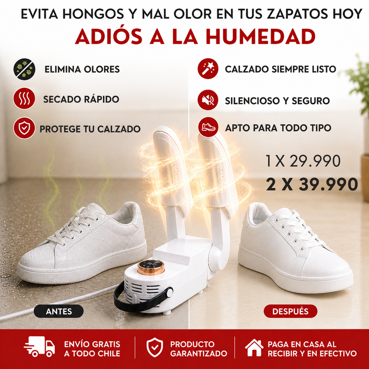 Secador de Zapatos UV - Elimina Olor y Humedad en Minutos