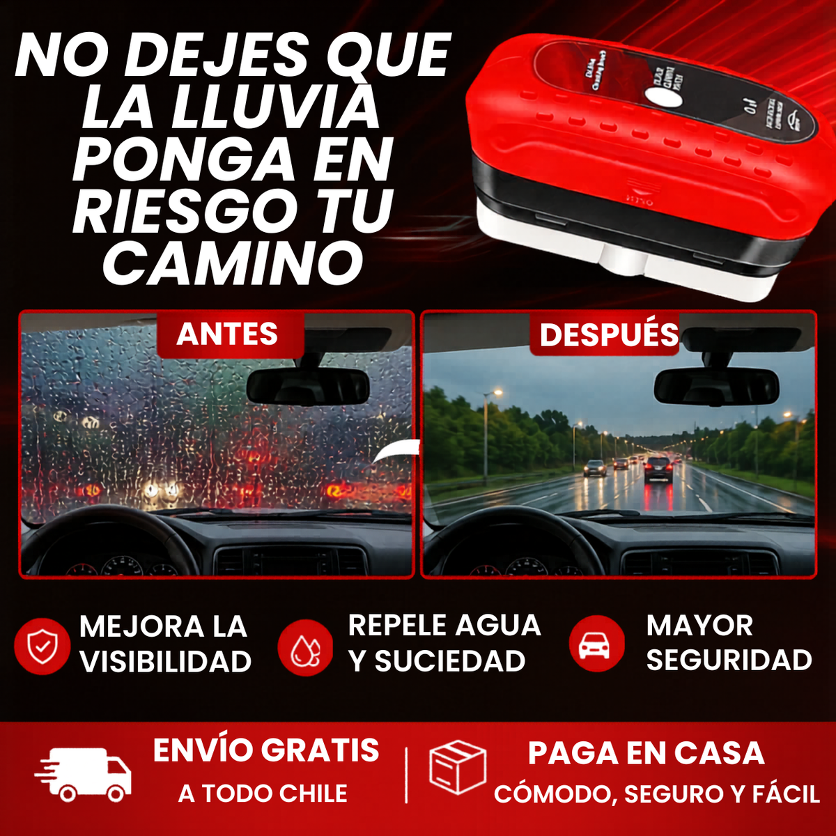 Evita accidentes por la lluvia por la baja visibilidad